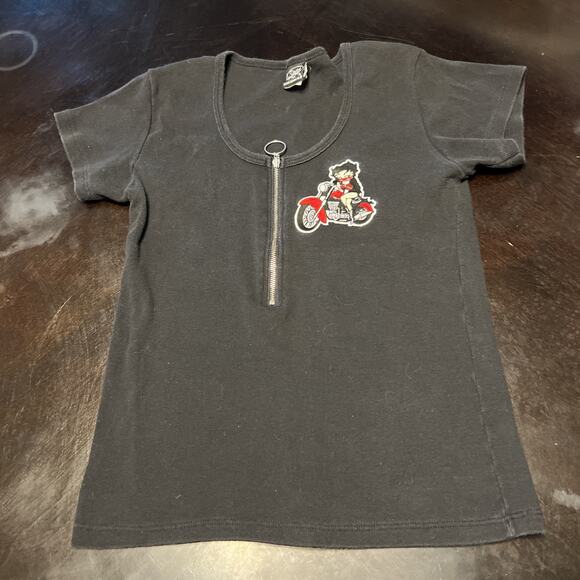 Vintage Women Betty Boop Daytona Thunderwear Shirt 1/4 Zip Shirt Size M - Picture 1 of 13